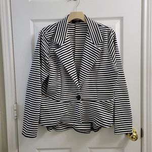 Black & white striped peplum jacket